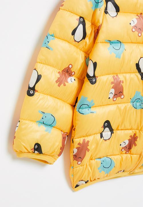 Pop Candy - Boys aop hooded puffer - yellow