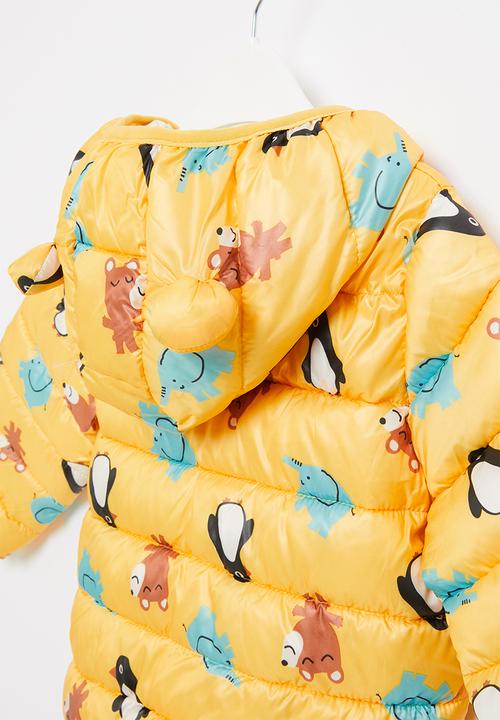 Pop Candy - Boys aop hooded puffer - yellow