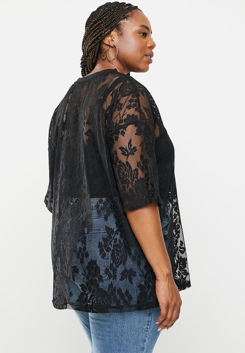 Glamorous - Plus anita lace top - black