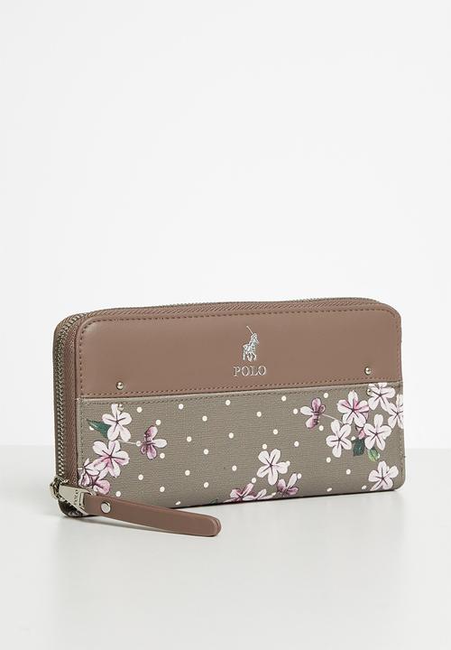 POLO - Polo floral zip around purse - taupe