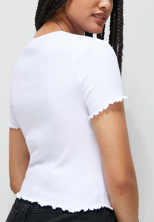 Blake - Lettuce basic rib fitted tee - white
