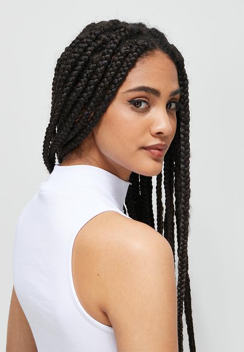 Blake - Racer turtleneck cropped vest - white