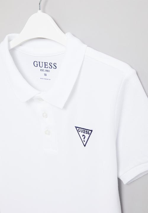 GUESS - Short sleeve guess core embroider golfer - true white