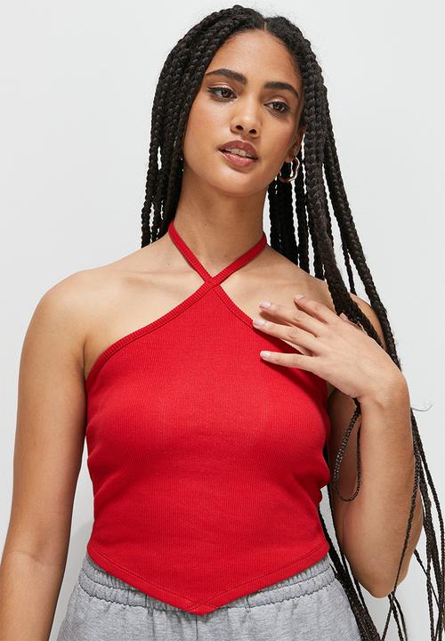 Blake - Halter crop top - red