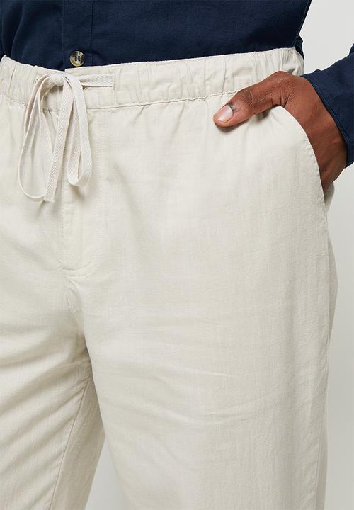 Lark & Crosse - Textured elastic waistband pant - grey