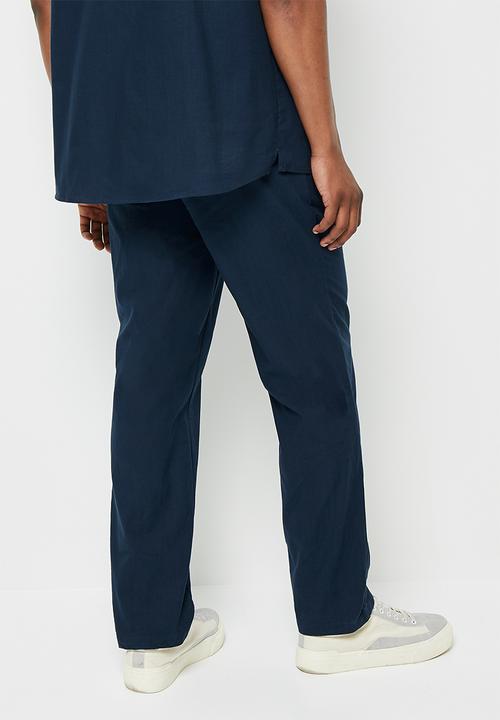 Lark & Crosse - Textured elastic waistband pant - navy