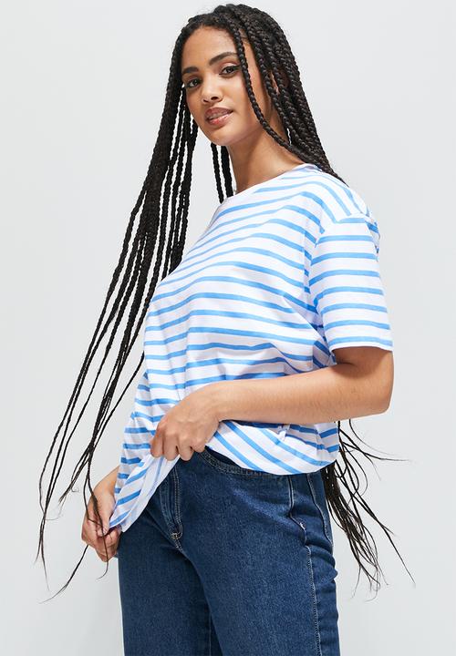 Blake - Oversized striped tee - blue & white