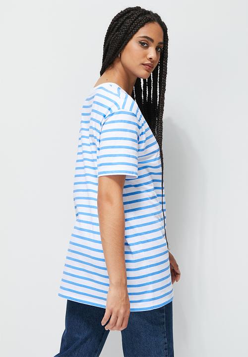 Blake - Oversized striped tee - blue & white