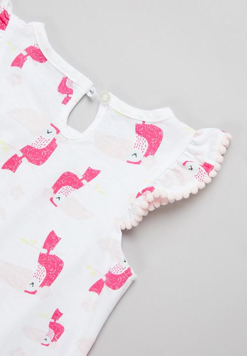 Pop Candy - Baby girls 2 pack sleeveless romper - white & pink