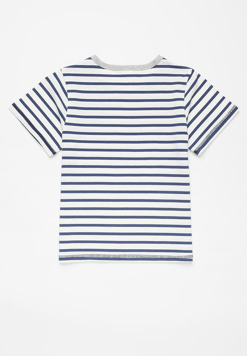 Pop Candy - Boys stripe tee - navy & white