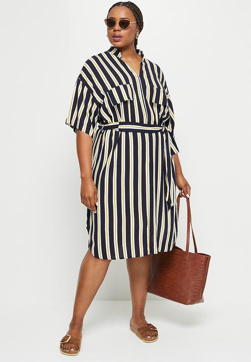 edit Plus - Belted shirt dress - multi 