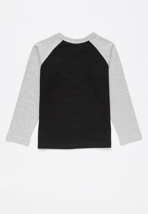 Pop Candy - Boys long sleeve dino tee - grey & black