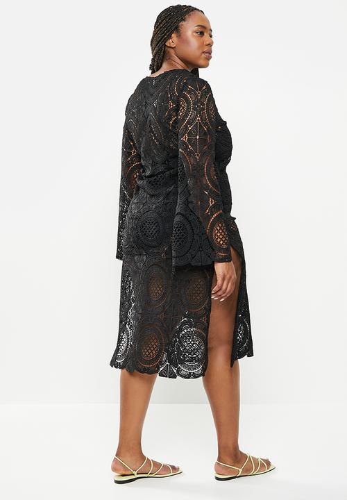 Me&B - Plus lace kaftan - black