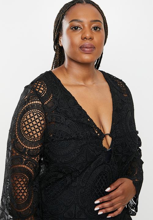 Me&B - Plus lace kaftan - black