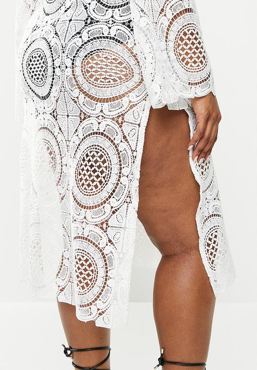 Me&B - Plus lace kaftan - milk