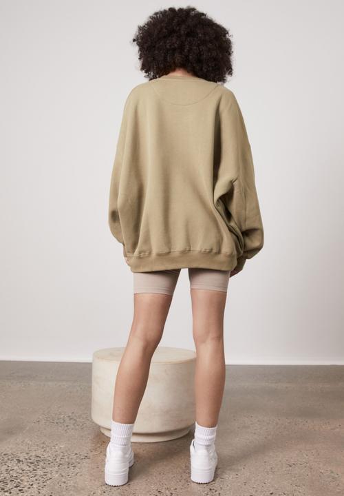 Factorie - Slouchy premium graphic crew - olive leaf