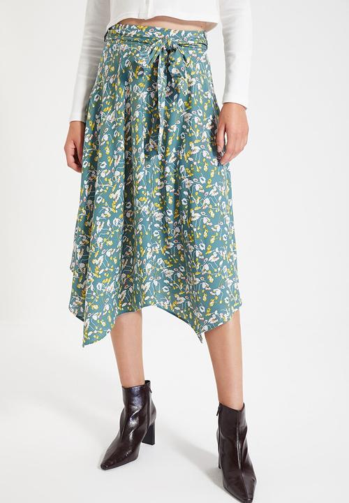 Trendyol - Belted skirt - green