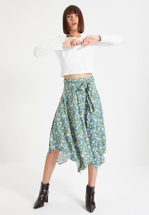 Trendyol - Belted skirt - green