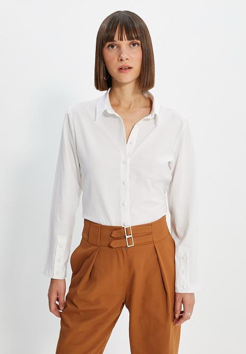 Trendyol - Button detailed shirt - ecru