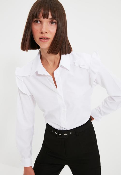 Trendyol - Shoulder detailed shirt - ecru