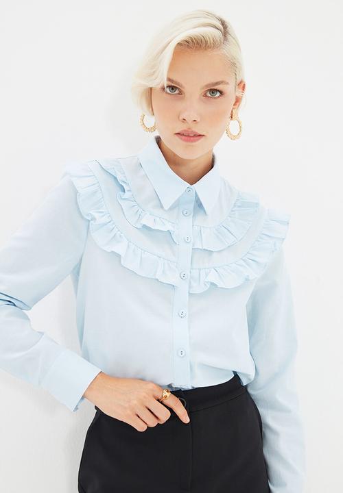 Trendyol - Stand up collar shirt - blue