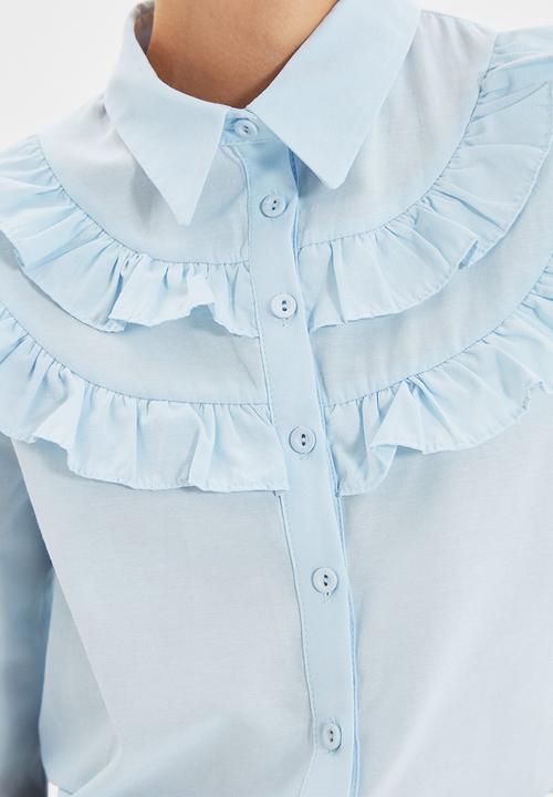 Trendyol - Stand up collar shirt - blue