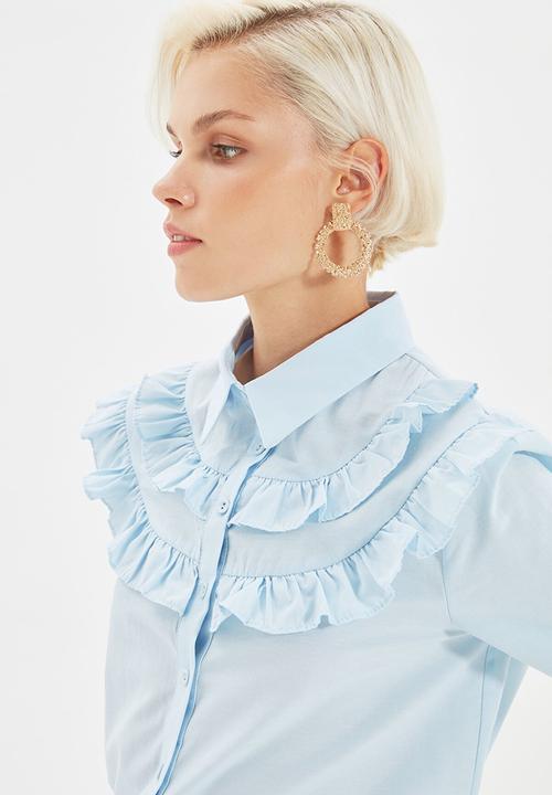 Trendyol - Stand up collar shirt - blue