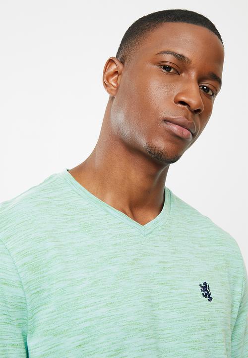 Pringle of Scotland - Injection v-neck tee - light blue & white
