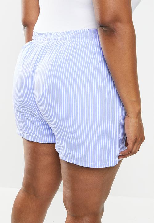 Me&B - Plus elasticated short - blue stripe set