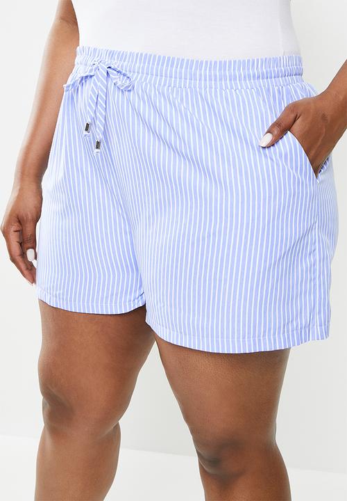 Me&B - Plus elasticated short - blue stripe set
