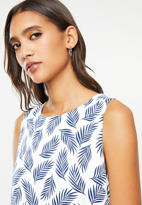 Glamorous - Alpha palm dress - white & navy