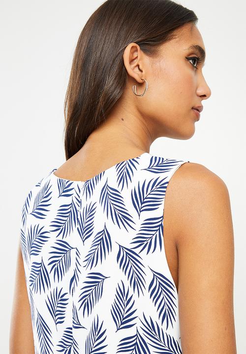 Glamorous - Alpha palm dress - white & navy