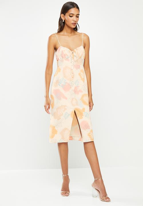 Glamorous - Line leaf dress - rust