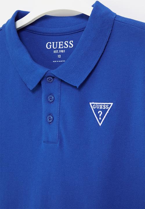 GUESS - Short sleeve Guess core embroider golfer - blue 