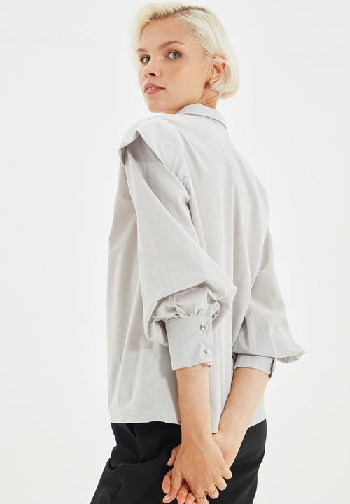 Trendyol - Stand up collar blouse - grey