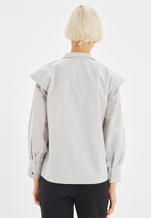 Trendyol - Stand up collar blouse - grey