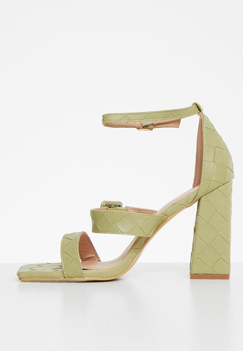 Plum - Ava plaited square toe ankle strap heel - mint