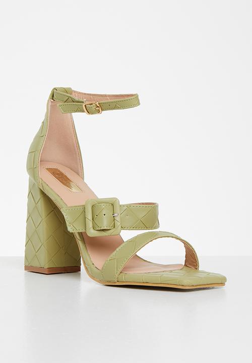Plum - Ava plaited square toe ankle strap heel - mint
