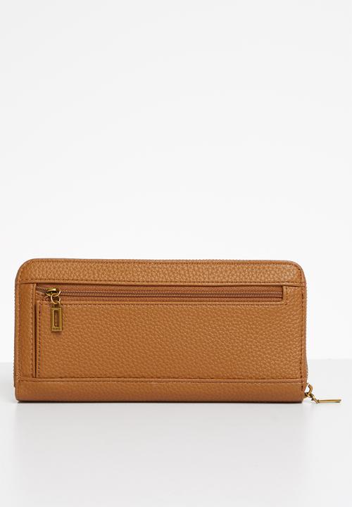 GUESS - Downtown chic slg large zip around - cognac