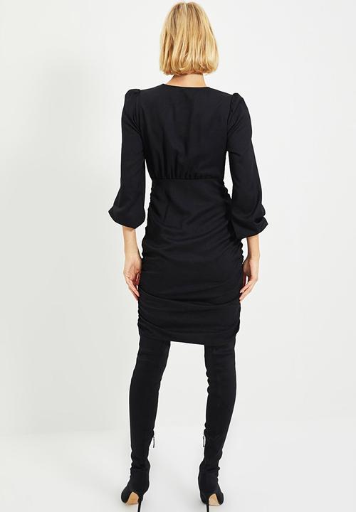 Trendyol - Double breasted collar dress - black