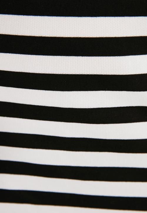 Trendyol - Petite striped mini knitted dress - black