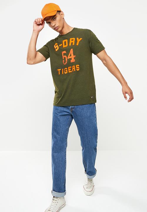 Superdry. - Military box fit graphic tee - black olive grit