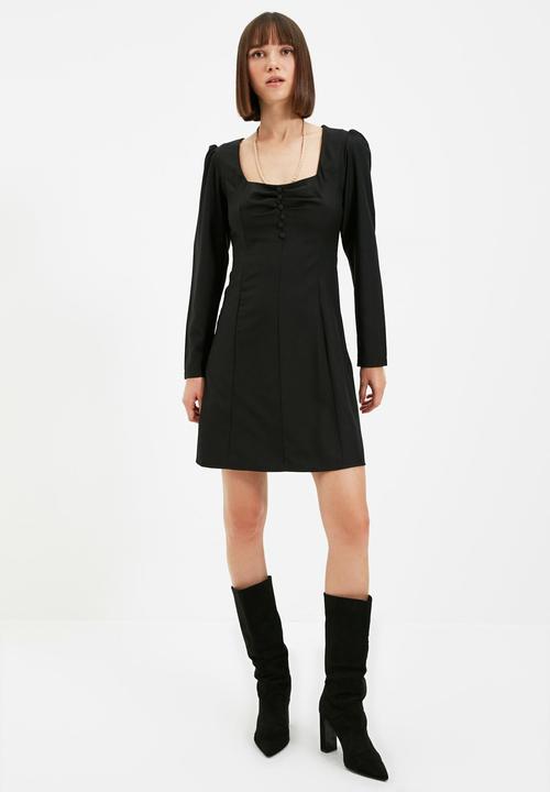 Trendyol - Square collar dress - black