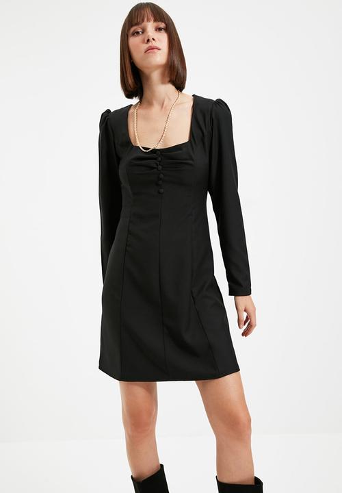 Trendyol - Square collar dress - black