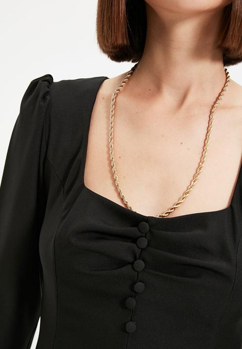 Trendyol - Square collar dress - black