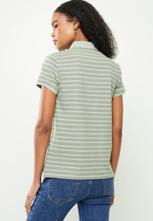 POLO - Bella stripe short sleeve golfer - green stripe