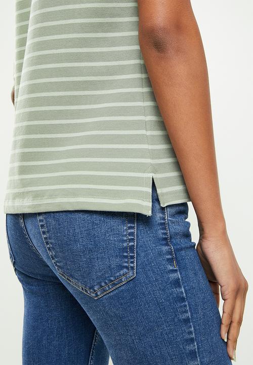 POLO - Bella stripe short sleeve golfer - green stripe