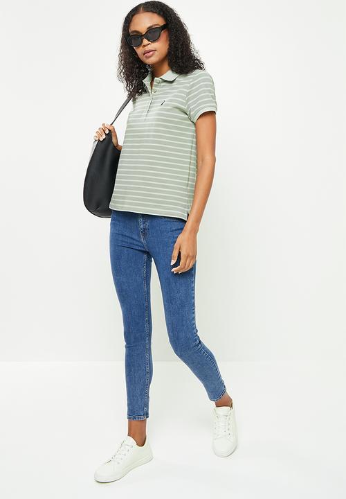 POLO - Bella stripe short sleeve golfer - green stripe