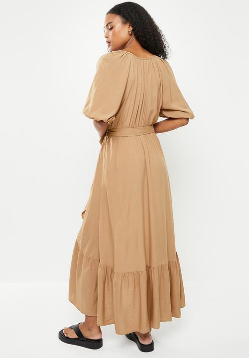 Me&B - Wrap frill dress - taupe
