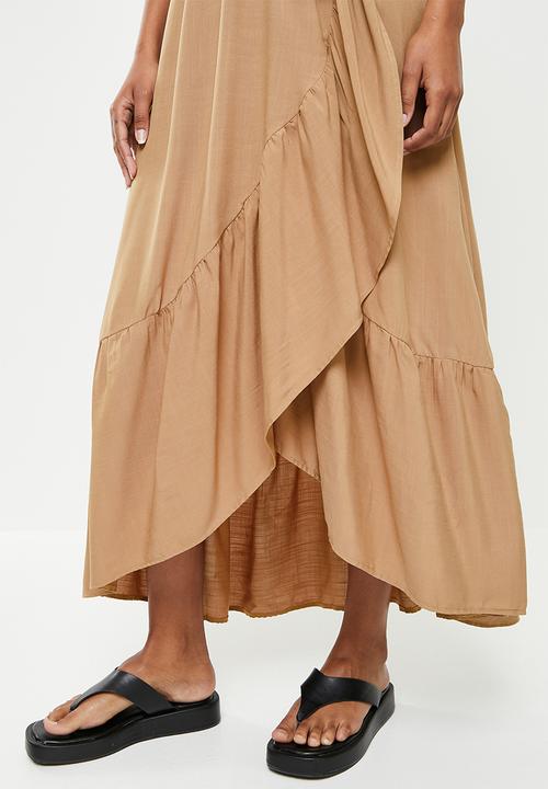 Me&B - Wrap frill dress - taupe